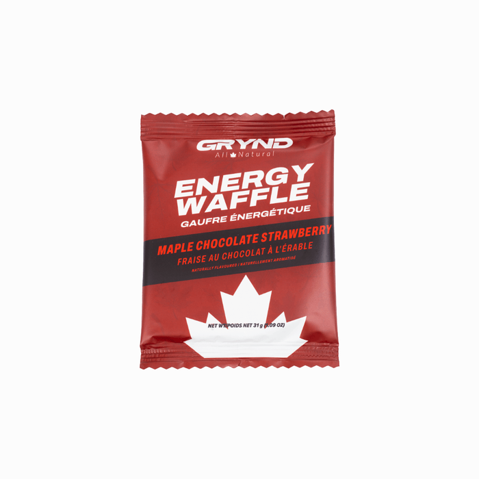 Grynd Maple Chocolate Strawberry Energy Waffle — clean energy race fuel for cyclists and runners
