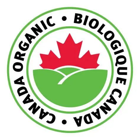 Logo of Canada Organic Certification with a red maple leaf and green leaves on a white background.